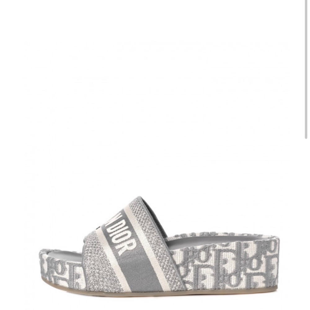 Oblique embroid Dior platrform slides
